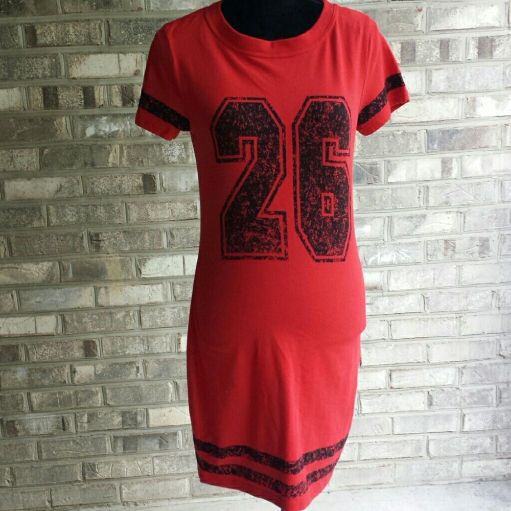 Red casual tight short dress size large